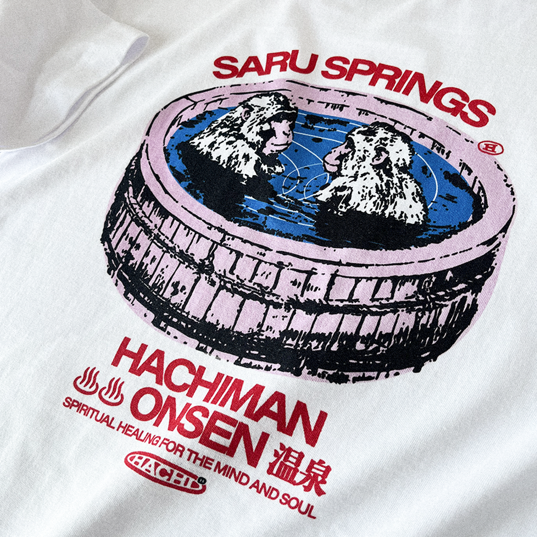 'Onsen' White Heavy Oversized T-shirt