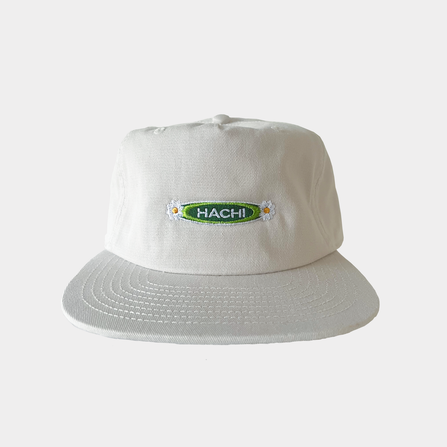 Hanami Daisy 5-panel cap, off-white, Hachi logo embroidery