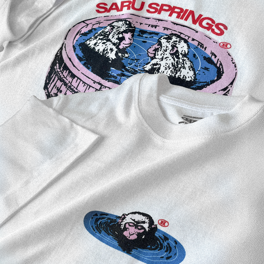 'Onsen' White Heavy Oversized T-shirt