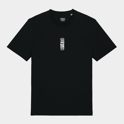 Aomori Black Organic T-shirt with Japanese demon graphic on the front.