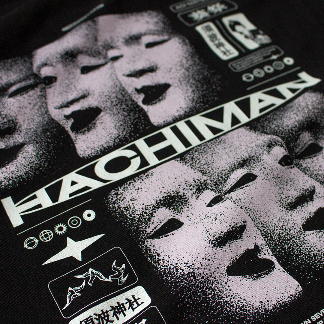 HLR035 'AOI 23' Black Organic Oversized T-shirt - HACHIMAN JPN